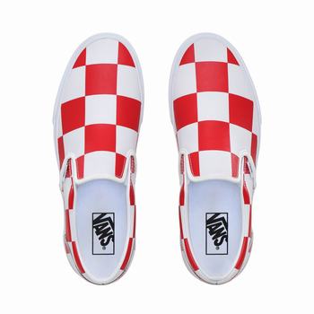 Damske Slip On Tenisky Vans Leather Check Classic Biele/Červené VA60MUOLK